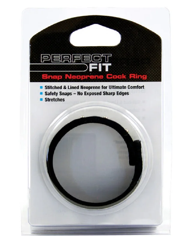 cock ring snug texture-Perfect Fit Neoprene Snap Cock Ring - Black