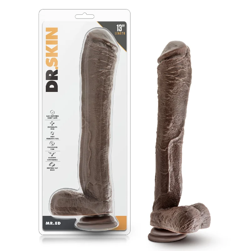 penis-enhancement-products-rated-Dr. Skin Mr. Ed 13 Inch Dildo With Suction Cup - Chocolate