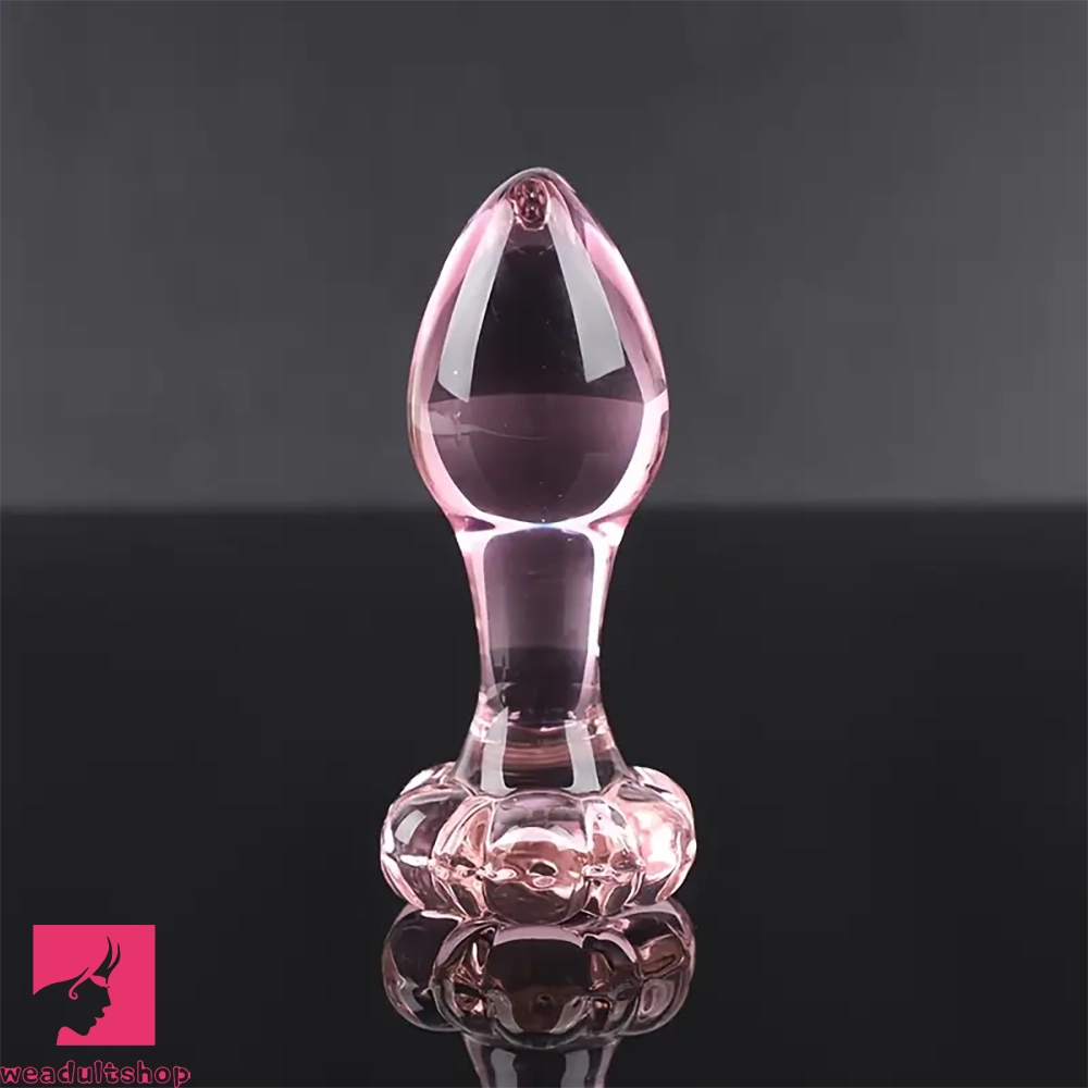 Penis-hollow-4.1in Small BDSM Glass Flower Bottom Dildo For Women Men Adult Toy