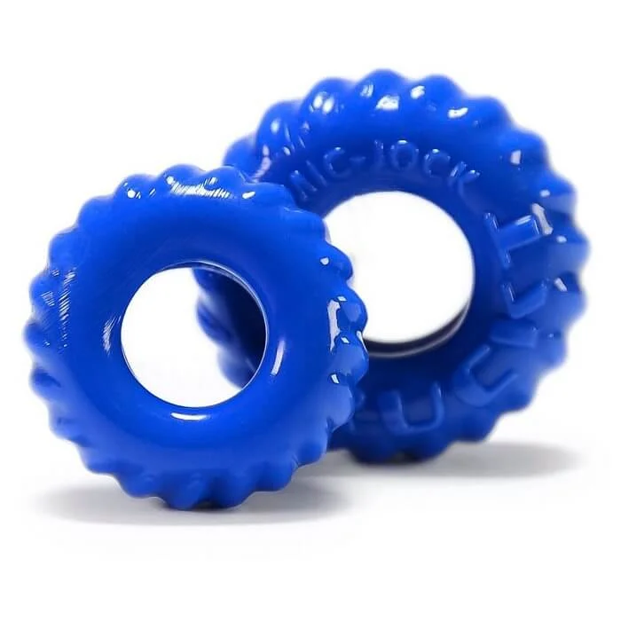 cock ring adjustable texture-Oxballs Truckt 2-Piece Cock Ring Set - Police Blue | Skinflex-TPR for Maximum Stretch & Grip