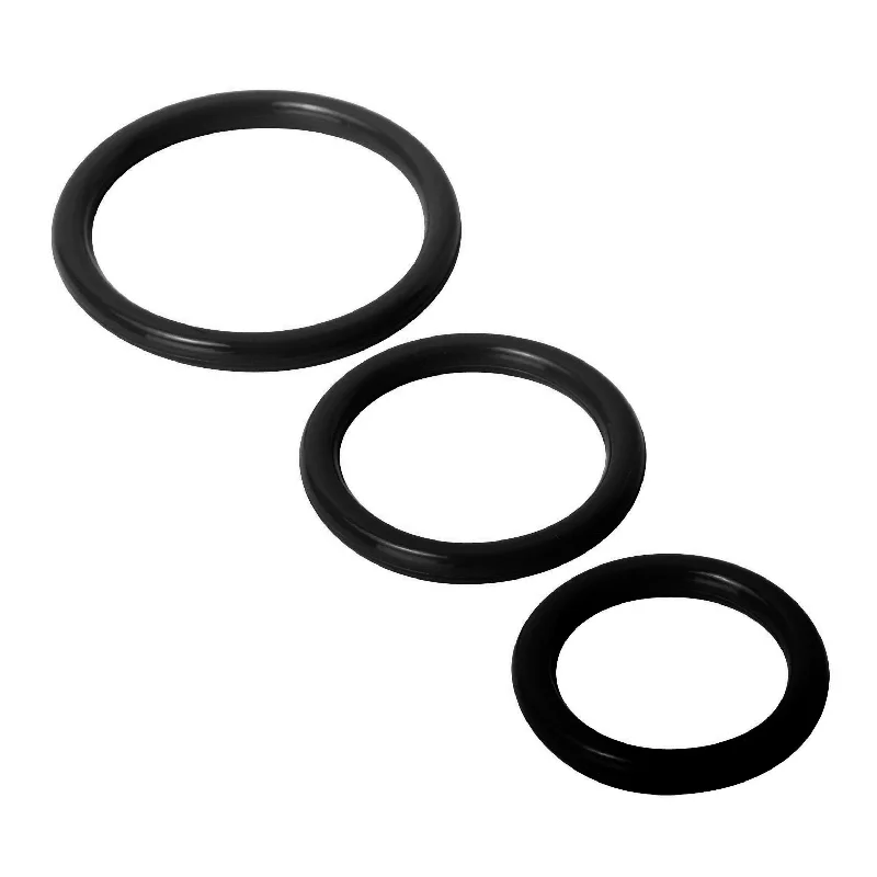 cock ring discreet texture-Trinity Silicone Cock Rings Black