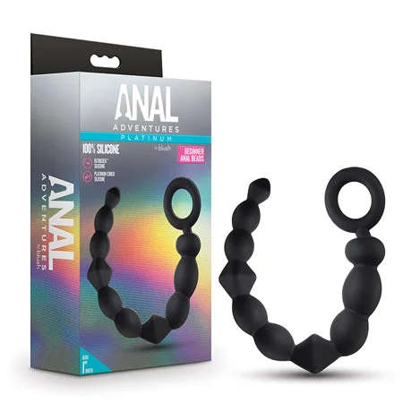 anal toys with firm tip-Blush Anal Adventures Platinum Silicone Beginner Anal Beads Black