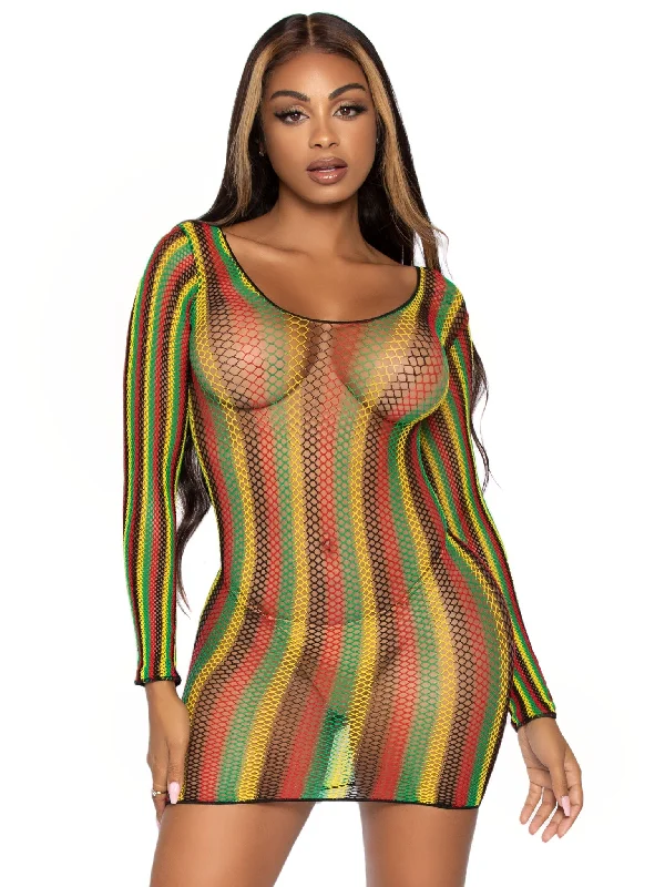 sexy mermaid costume-Rasta Net Mini Dress - One Size