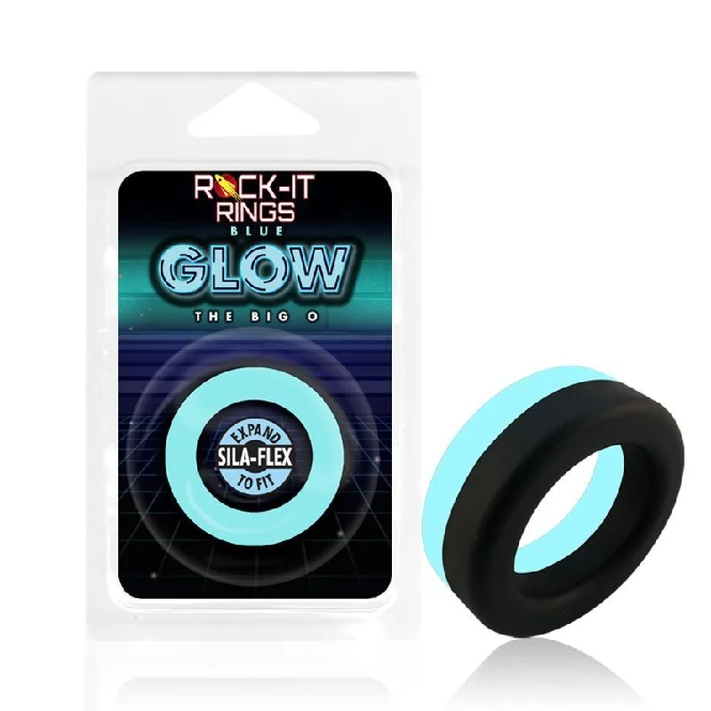 anal toys for quiet play-Rock-it Rings GLOW The Big O C-Ring - Glows in the Dark! - Blue/Black