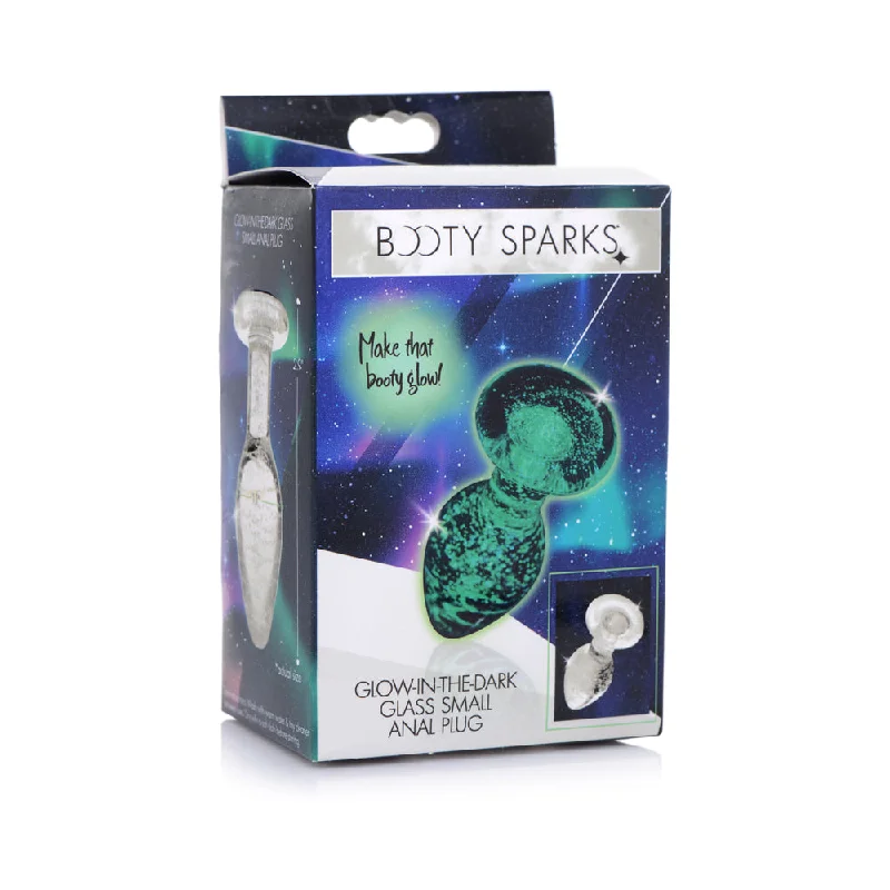 anal toys for quiet nights-Booty Sparks Glow-in-the-Dark Glass Anal Plug Small