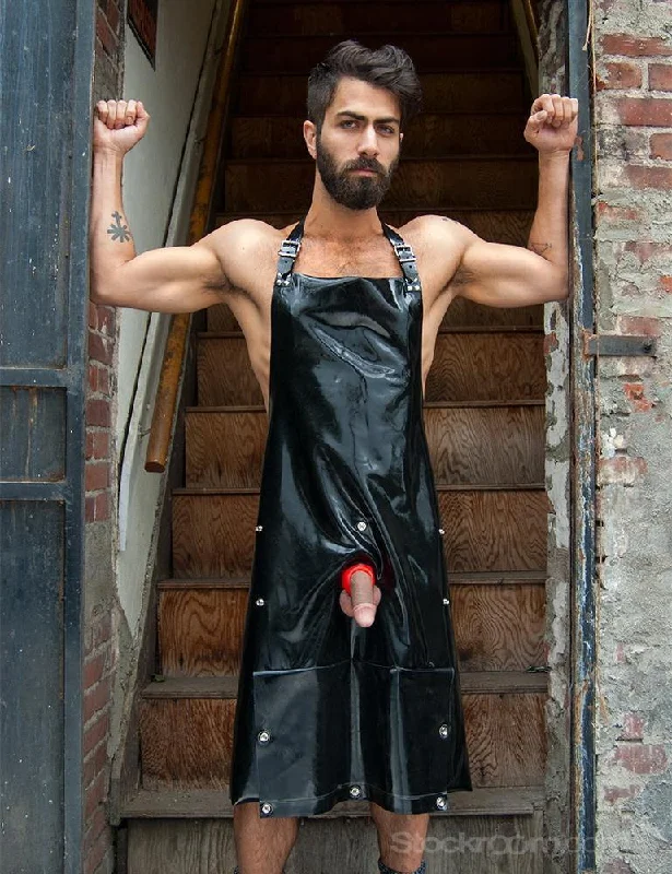 cock ring custom style-Rubber Apron with Cockhole and Pocket