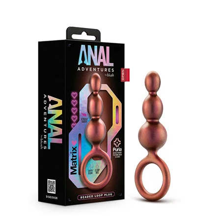 anal toys for intimate fun-Anal Adventures Matrix Silicone Beaded Loop Plug Copper