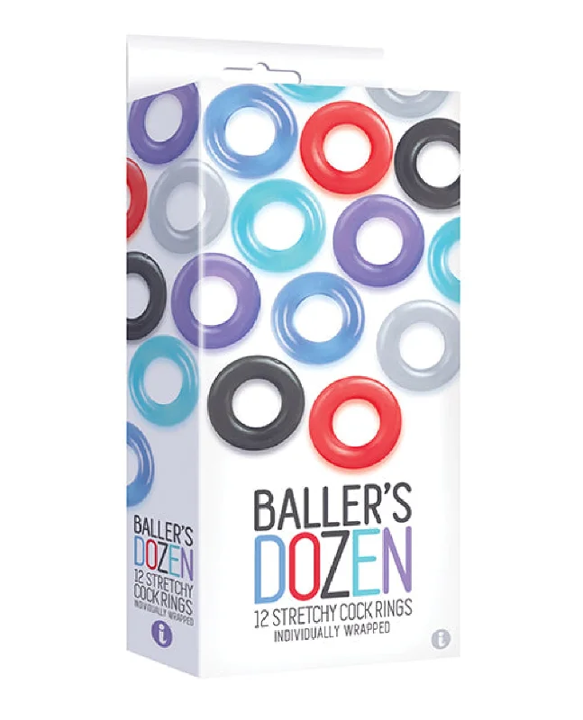 cock ring sleek texture-The 9's Baller's Dozen Original 12pc Cockring Set - Asst. Colors