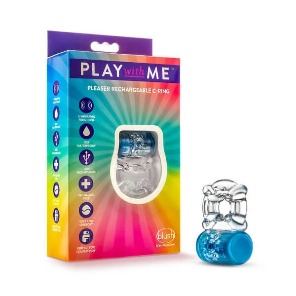 cock ring high design-Play With Me Pleaser Rechargeable C-Ring by Blush Novelties: Versatile, USB-Rechargeable Vibrating Cock Ring for Couples