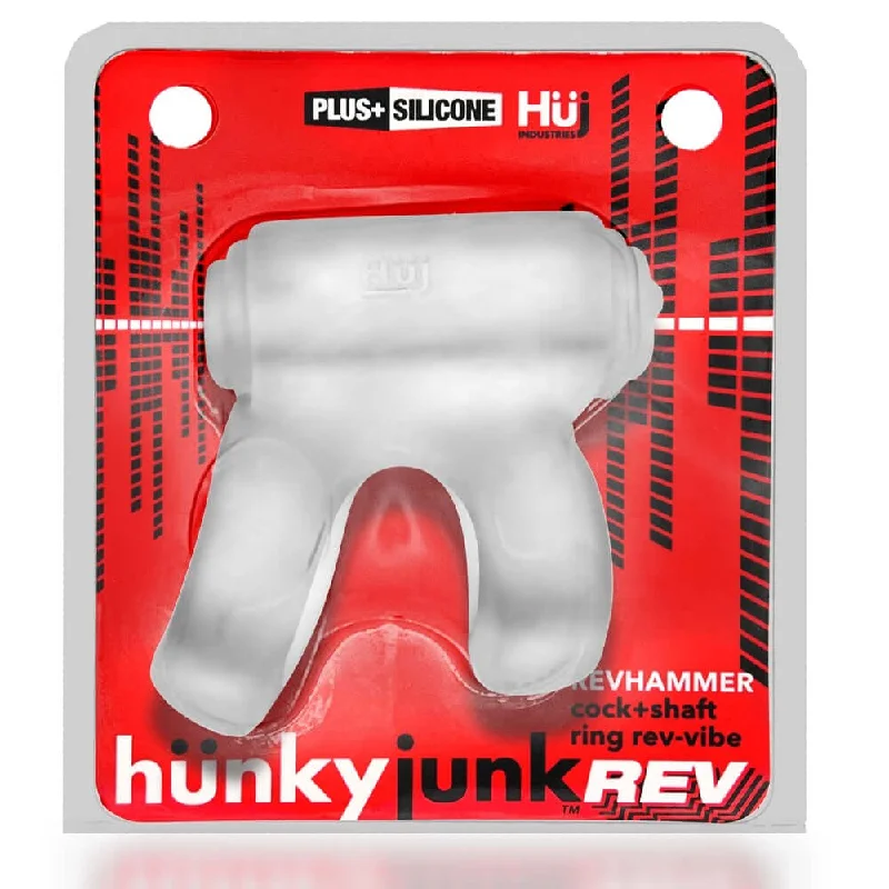 cock ring quick fit-Hunky Junk Revhammer Clear Ice Vibrating Cock Ring from Oxballs