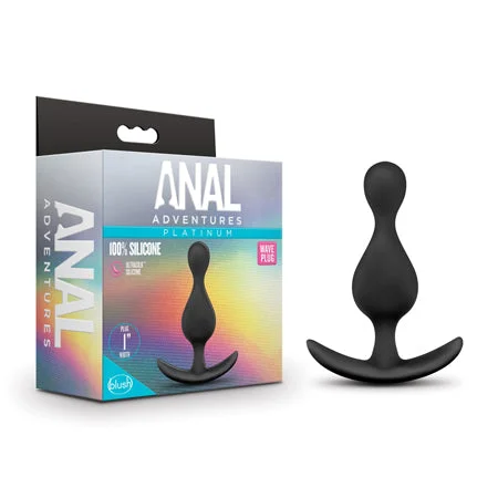 anal toys with portable tip-Blush Anal Adventures Platinum Silicone Wave Plug Black