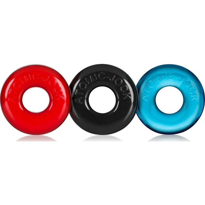 anal toys with ribbed tip-Ringer Cockring 3 Pc Multicolor