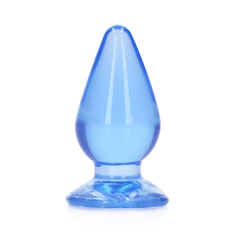 anal toys with portable tip-RealRock Crystal Clear 4.5 in. Anal Plug Blue