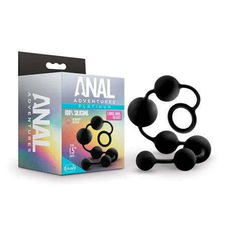 anal toys for deep fun-Blush Anal Adventures Platinum Silicone Large Anal Beads Black