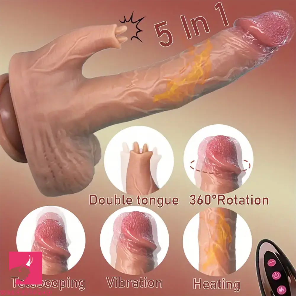 Dildo-elastic-9in Real Thrusting Intense Vibrating Heating Auto Silicone Dildo