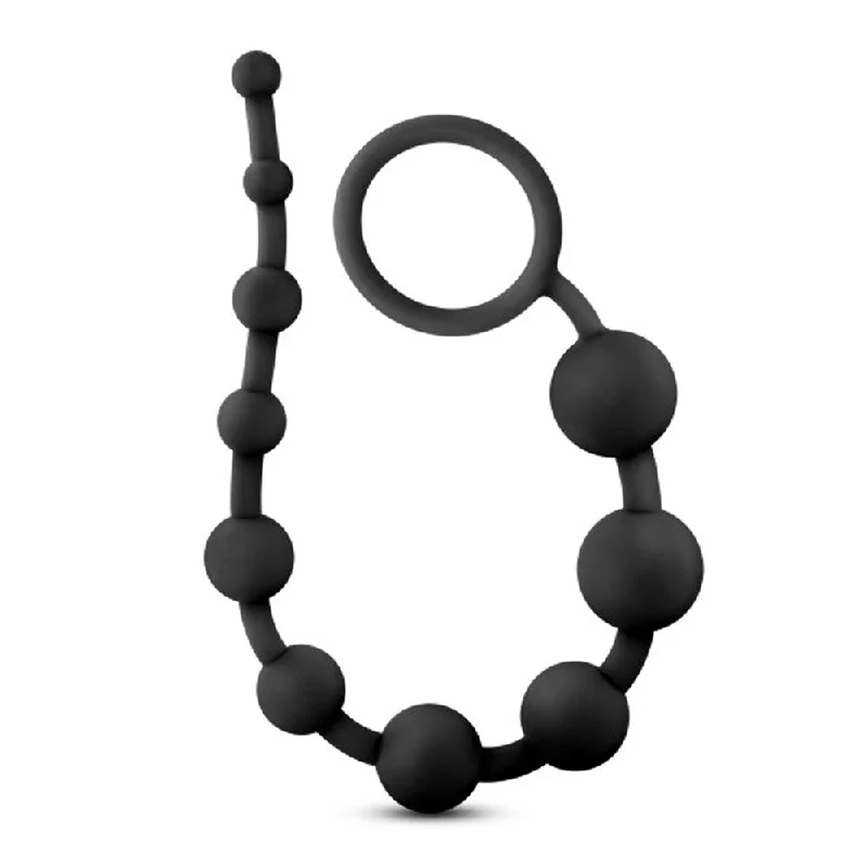 anal toys for intimate nights-Anal Adventures - Platinum - Silicone 10 Anal   Beads - Black