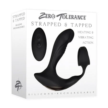 anal toys for slow pleasure-Zero Tolerance Strapped & Tapped Heating, Vibrating Prostate Massager, C-Ring Black