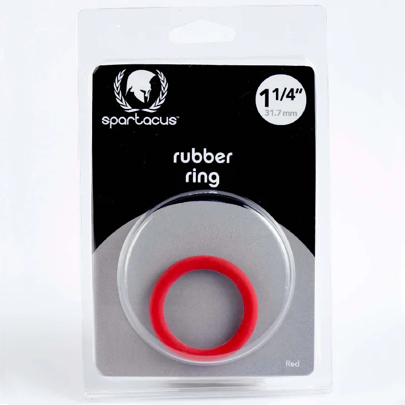 cock ring couple design-Spartacus 1.25" Soft Rubber Cock Rings Red