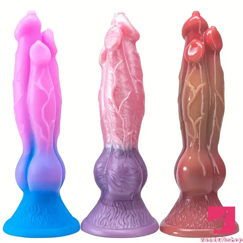 anal toys with ergonomic grip-9.44in Colorful Silicone Flexible Fantasy Dog Dildo For BDSM Anal Sex