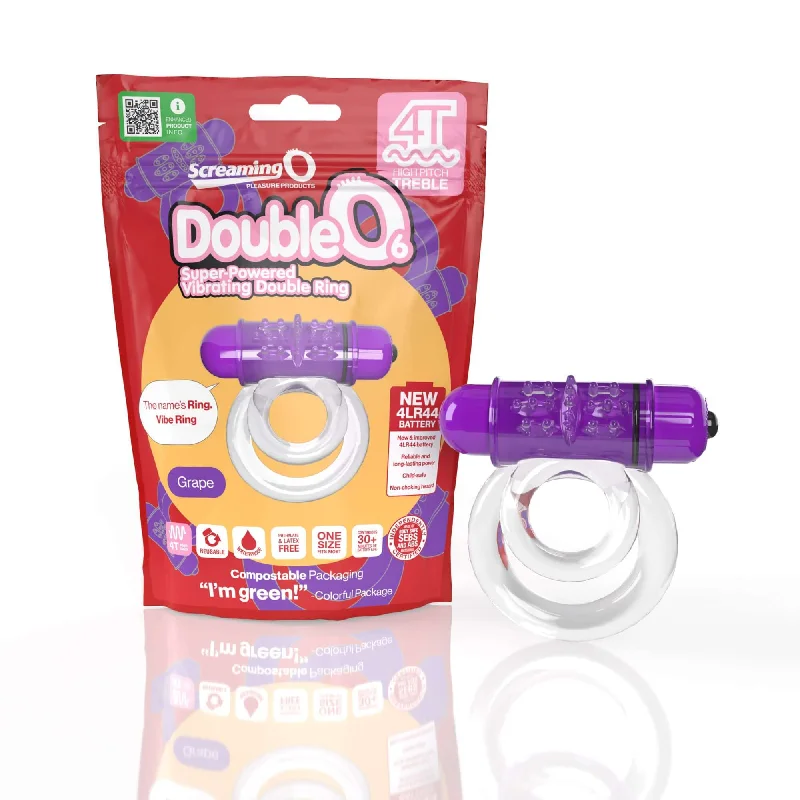 cock ring couple fun-Screaming O 4T DoubleO 6 Grape Purple High Pitch Treble Super Powerful Vibrating Double Cock Ring