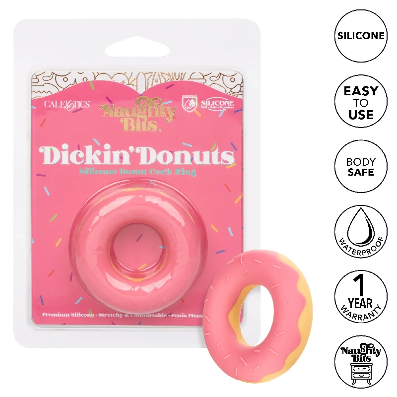 cock ring durable silicone-California Exotics - Naughty Bits Dickin Donuts Silicone Donut Cock Ring (Pink)