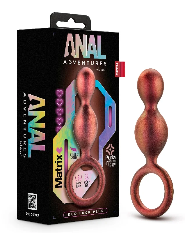 anal toys for quick shipping-Anal Adventures Matrix - Duo Loop Plug - Copper