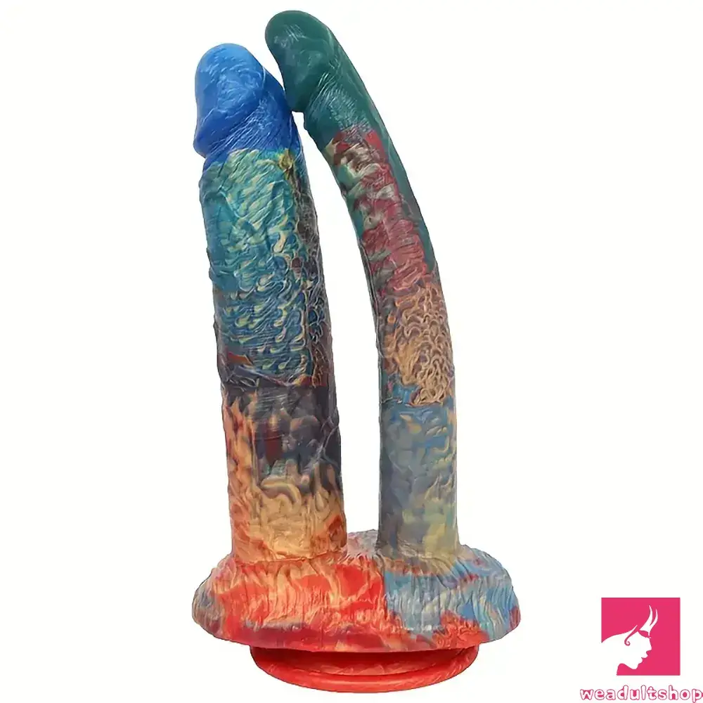 Penis-muscular-9.45in 10.63in Silicone Soft Big U-shaped Double-head Monster Dildo