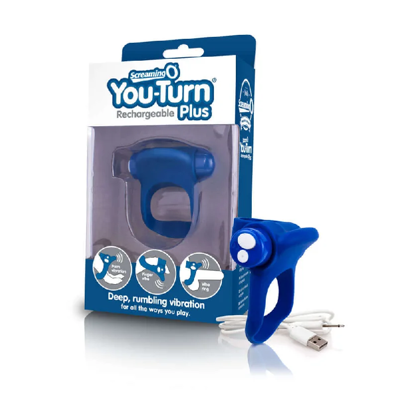 cock ring luxury silicone-Screaming O Charged You Turn Plus Blueberry Blue Rechargeable Cock Ring