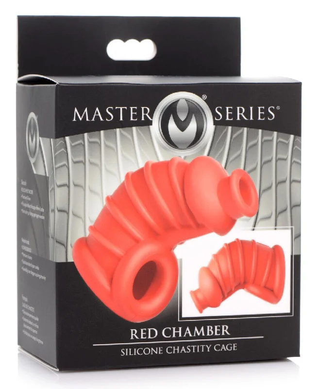 cock ring travel design-Red Chamber Silicone Penis Chastity Cage Snug Cock & Ball Men Sex Toy