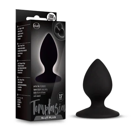 anal toys with soft tip-Blush Temptasia 'Slut' Silicone Anal Plug Black