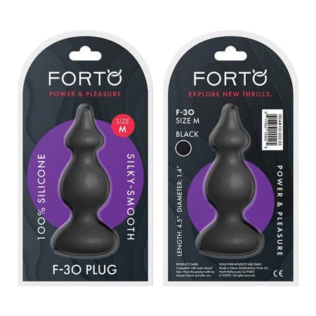 anal toys with soft shaft-Forto F-30 Pointer Silicone Anal Plug Medium Black