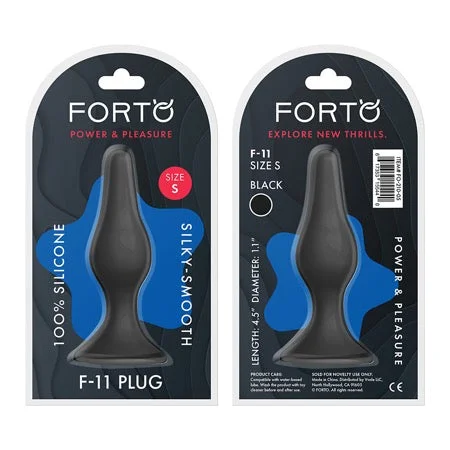 anal toys with portable base-Forto F-11 Lungo Silicone Anal Plug Small Black