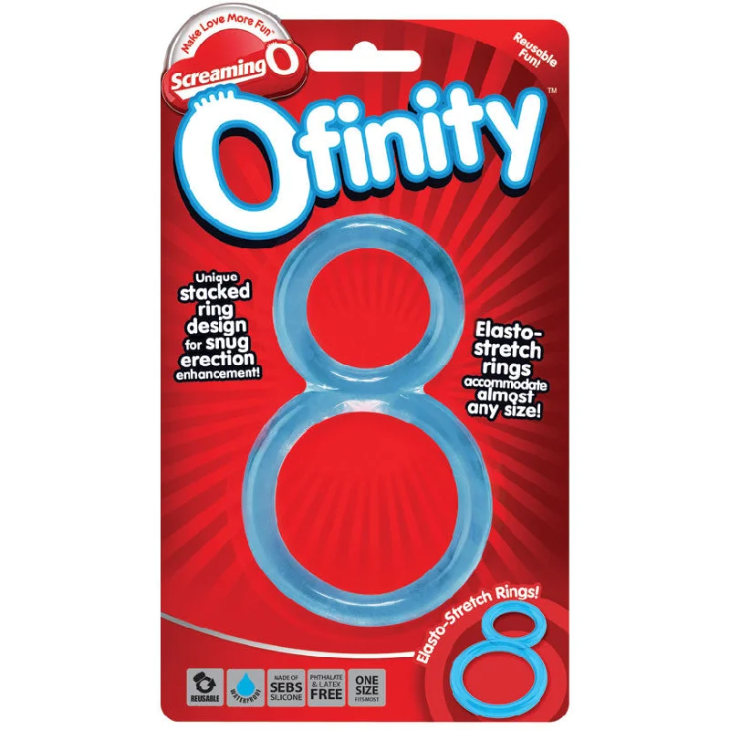 cock ring premium texture-Screaming O Ofinity Silicone Double Penis Cock Ring - Blue