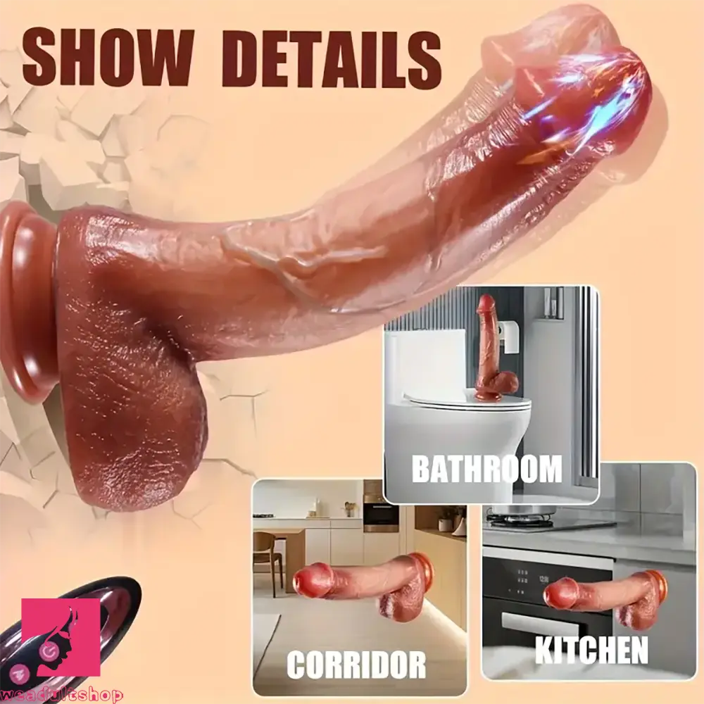 Dildo-matte-8.66in 4in1 Vibrating Heating Thrusting Rotation Lifelike Big Dildo