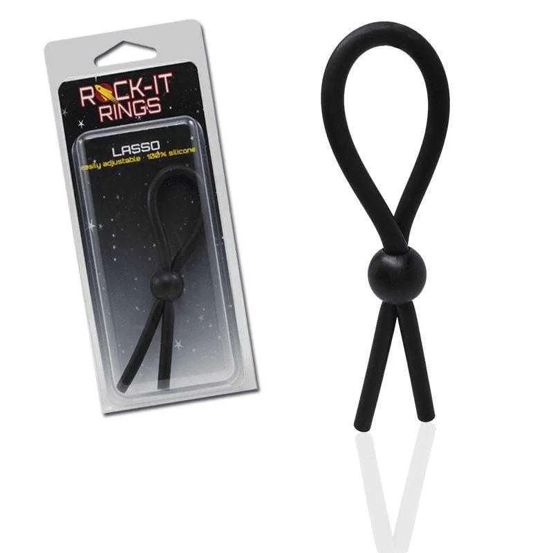 anal toys for beginner play-Rock-It Rings Silicone Lasso Cockring - Black