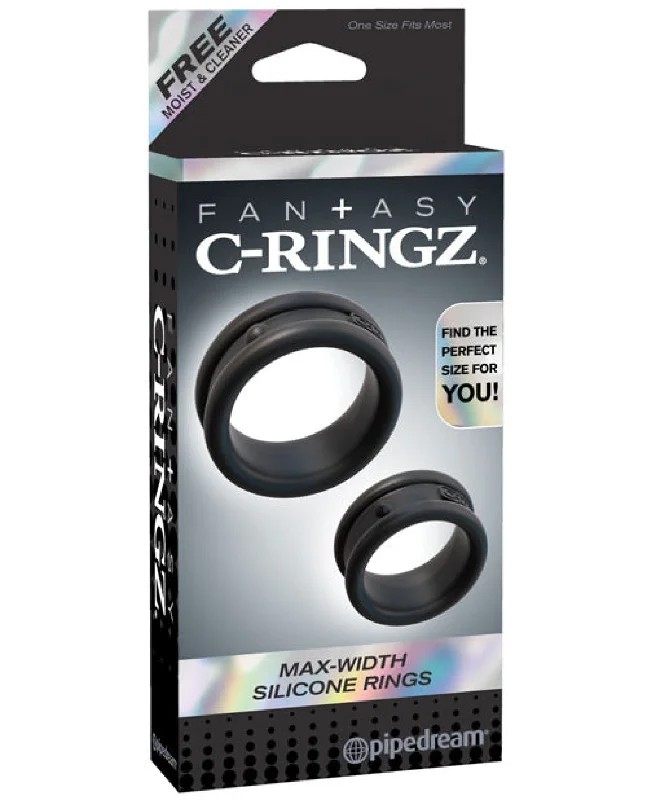 cock ring skin style-Fantasy C-ringz Max Width Silicone Rings - Black