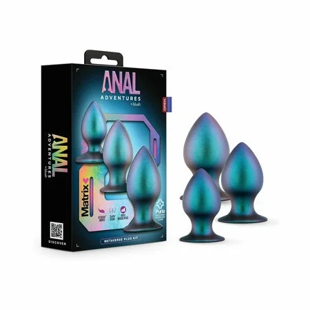 anal toys with soft shaft-Anal Adventures Matrix Metaverse Plug Kit Dark Millenia