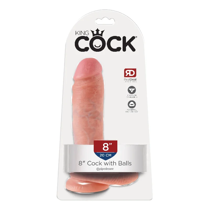 cock ring snug texture-Pipedream - King Cock 8" Cock with Balls (Beige)