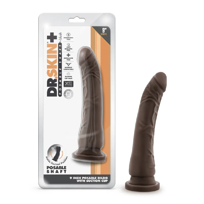 Dildo-wrapped-Dr. Skin Plus 9" Posable Dildo Chocolate