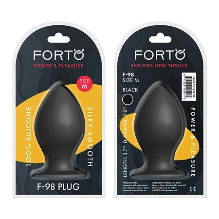 anal toys with soft tip-Forto F-98 Cone Silicone Anal Plug Medium Black