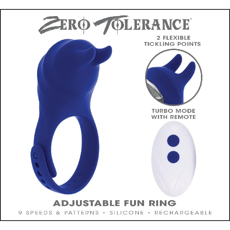 cock ring pleasure style-Zero Tolerance - Adjustable Fun Ring Remote Control Cock Ring (Blue)