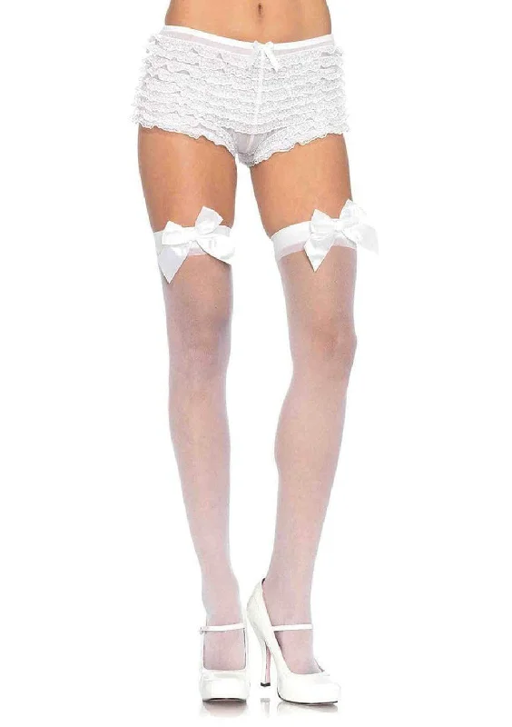 vintage garter belt-Sheer Thigh Highs - One Size - White