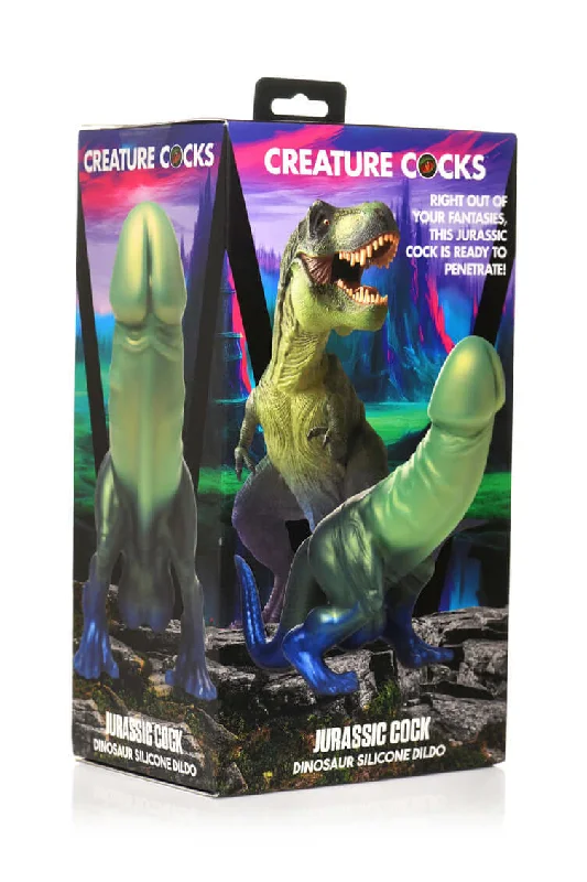 penis-health-checklist-yearly-Jurassic Cock Dinosaur Silicone Dildo - Green/blue