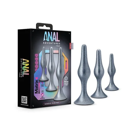 anal toys with adjustable base-Anal Adventures Matrix Genesis Plug Kit Stellar Silver