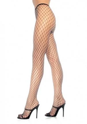 seamless bikini thong-Spandex Diamond Net Pantyhose - Black