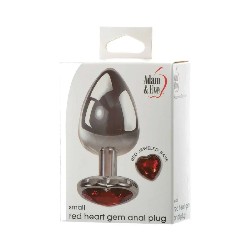 anal toys with portable tip-Adam & Eve Red Hearts Gem Anal Plug Small