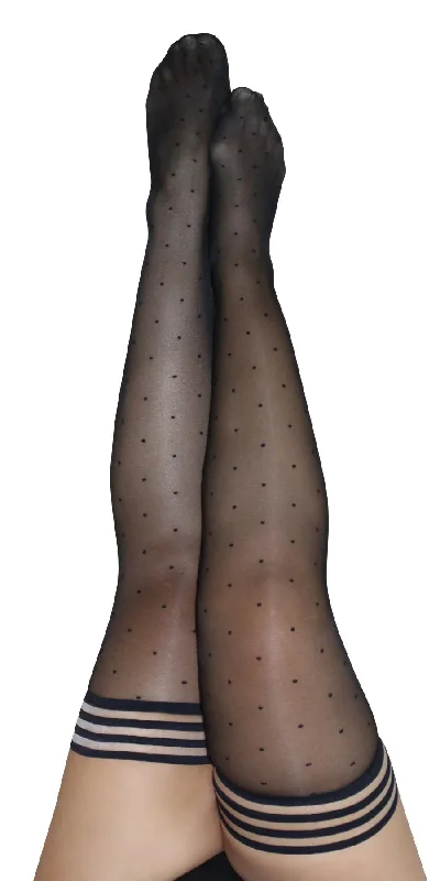 moisture-wicking boxers-Ally - Polka Dot Thigh High - Size D - Black