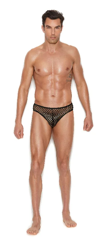 cozy bamboo pajamas-Men's Fishnet Thong Back Brief - Small/medium -  Black