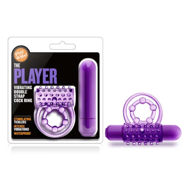 cock ring intimate use-Play With Me The Player Vibrating Double Strap Cock Ring Purple