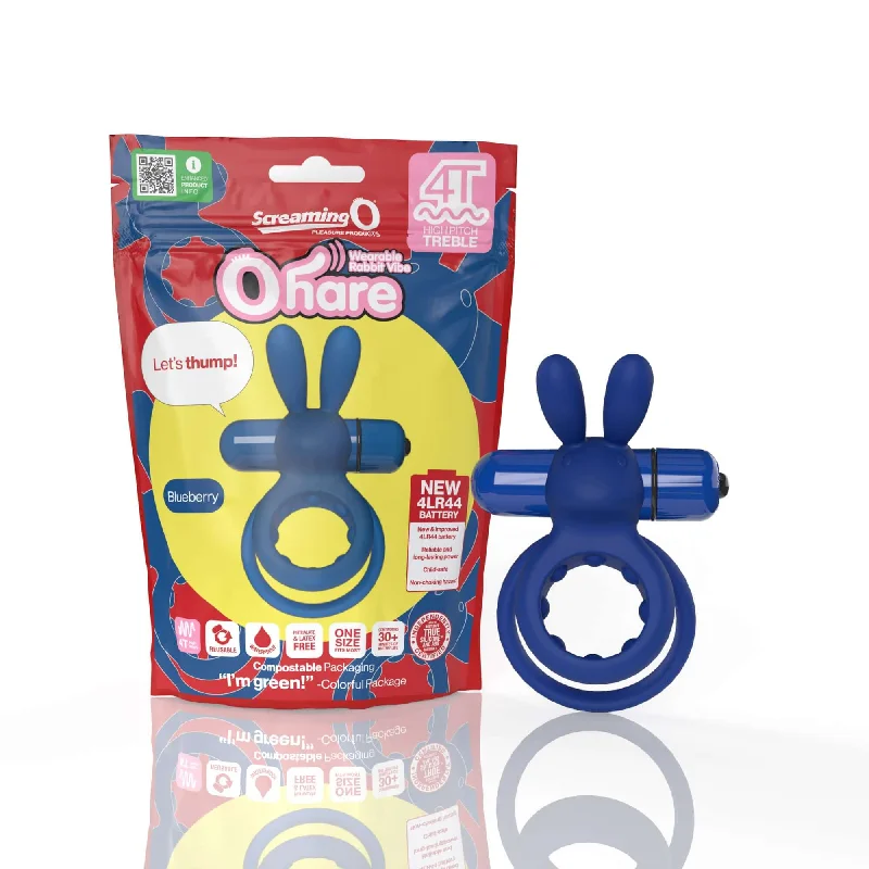 cock ring durable grip-Screaming O 4T Ohare Blueberry Blue High Pitch Treble Vibrating Cock Ring